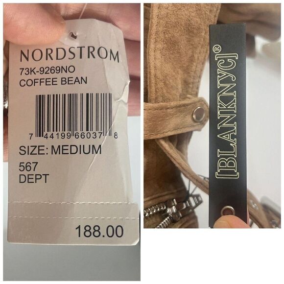 New Blank NYC Suede Moto Jacket Womens Medium Coffee Bean Brown Leather - Picture 9 of 13